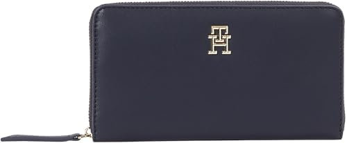 Tommy Hilfiger Portefeuille Femme Logotape avec Fermeture Éclair, Bleu (Space Blue), Taille Unique