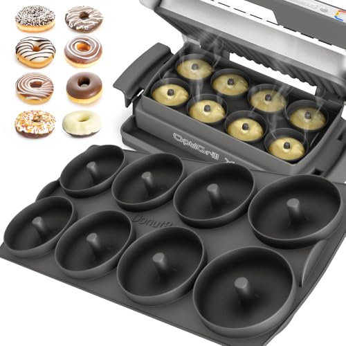 ZauberFry Bandeja para Donut Compatible Con Tefal OptiGrill XL, Elite, Plus, Bandeja para Hornear de Silicona, 8 Donuts, Accesorios (Para OptiGrill XL)