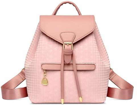 FOLOVEYA Zaino Donna Moda Zainetto Tracolla Impermeabile Antifurto Daypack Tasches Multiple Elegante Stampa Casual Borse Spalla Mano per Viaggio Lavoro Shopping Scuola Ufficio in Pelle PU Rosa