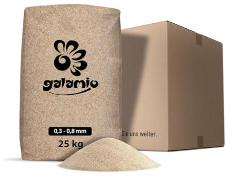 GALAMIO Quarzsand Sand Spielsand Sandkastensand Filtersand Poolsand Rasensand Vogelsand Aquariensand Terrariensand Teichsand Streusand 0,3-0,8mm 25kg Sack / 1 Karton Wolff & Müller