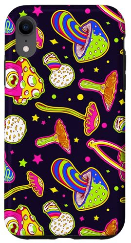 Hülle für iPhone XR Psychedelisches Pilzmuster - Trippy Neon Design