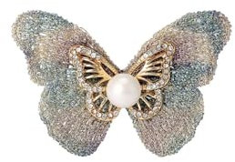 Broche papillon en tissu élégant tempérament personnalité plein diamant robe costume broche, Métal Zinc Acrylique
