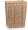 Woodluv Laundry Basket with Lid, Woven Storage Basket, Laundry Hamper Bin Storage Organiser, Washing Basket for Dirty Clothes Bathroom, Medium - Khaki