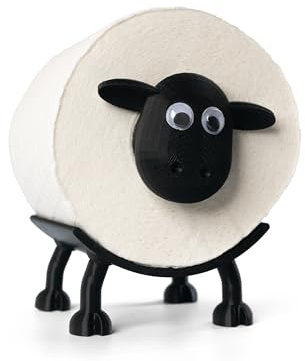 Lustiger Schaf-Toilettenpapierhalter aus Kunststoff, schwarz mit Kulleraugen