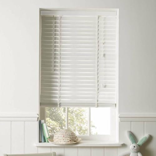 HARRISON DRAPE 35mm Real Wood Venetian Blind - White - 152cm Drop - (60cm Wide)