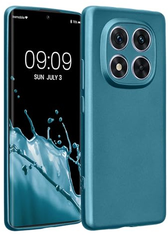 kwmobile Handyhülle für Xiaomi Redmi Note 14 Pro 5G / Poco X7 Hülle - weiche Silikon Case metallisch schimmernd - Schutzhülle Cover - Metallic Karibikblau