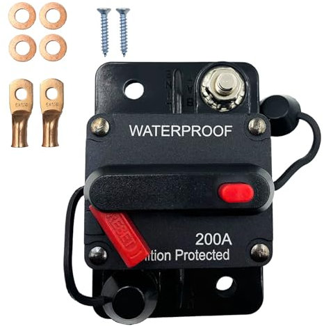 SPTSSWET Car Circuit Breaker 12V-48V Car Audio Waterproof Protection Switchable Power Reset Inline Fuse Thermal for Car Boat Audio Solar Inverter System Protection Heavy Truck Marin RV Troller (200A)