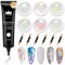 BISHENGYF No Wipe 3D Gel & Chrome Powders: Purple/Orange Magic 6pcs Mirror Effect Pink Pearl, 5D Embossed 3D Nail Gel For Nail Art Decoration (Yellow/Green)
