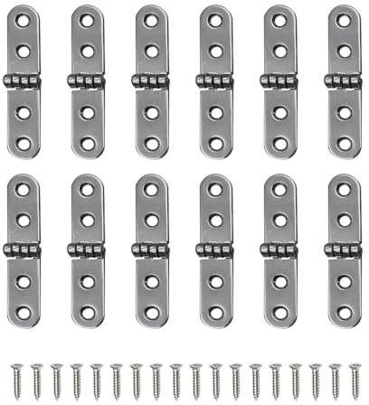 ONEBO 12 Bisagras con 48 Tornillos de Bisagra – Bisagras Puertas Madera, Bisagras Puertas Cocina, para Caja Madera, Joyeros de Madera, Cajas Almacenaje, Cofres del Tesoro, Armarios (Plata)