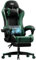 HLDIRECT Gaming Chair, Ergonomic Video Game Seat with 360° Swivel & Lumbar Massage, Computer Chair PU Leather Cushion for Adults Home/Office Use (Black & Green)