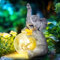 GIGALUMI Estatuas solares de jardín con forma de globo de cristal, figuras de elefante, luces para exteriores, patio, decoración de jardín, regalos únicos para mamá, para mujeres, decoración de