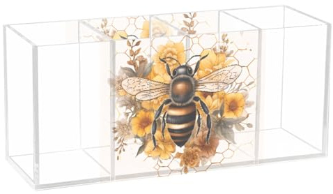 Makeup Brush Organizer Pencil Holder Pen Organizer Clear for Desk Bee Cosmetic Brushes Stationery Storage