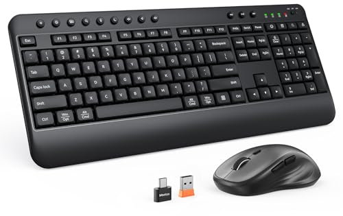 Ensemble clavier et souris sans fil, clavier d'ordinateur et souris avec repose-poignet multimédia, double OS Mac/Winows, clavier ergonomique et souris pour ordinateur portable/PC (noir)