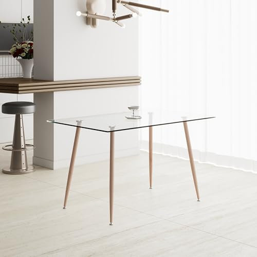 AOYA Esstisch Rechteckiger Glastisch für die Küche, Einfacher moderner Esstisch für Esszimmer, Küche und Büro, 110x70x76 cm