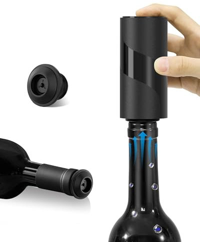ZOYIDOUX Bomba de Vacío Vino a Pilas – Tapón de Vacío para Reutilizable – Conservador Automático sin Botón – Mantiene el Vino Fresco hasta 10 Días – Accesorio para Amantes