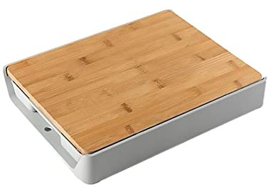 ETZRYSYB Tabla de cortar 1 tabla de cortar con contenedor de almacenamiento, cajón deslizante, tabla de cortar bandeja de cubiertos de frutas, tabla de cortar de cocina
