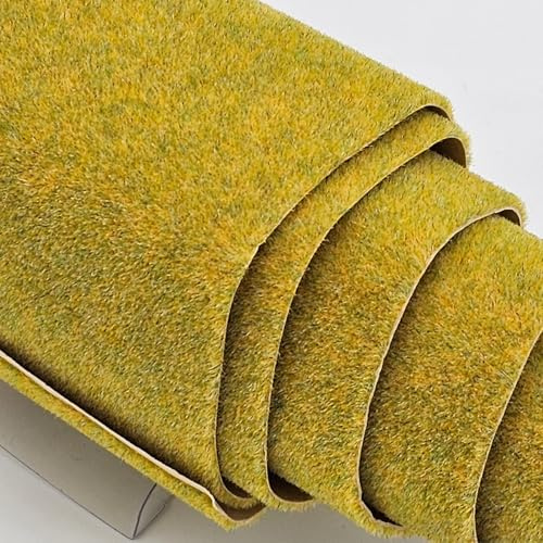 Iberplace Kunstrasenteppich, 41 x 100 cm, 7 Farben, ideal für Modellbau, Dioramen und Krippen, Modelleisenbahnbau (grün-gelb)