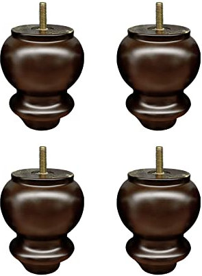 KHLMSRXJ Sofabeine, 4 Stück Möbelbeine aus Naturholz, Kugelfüße, dreifarbige Ersatzmöbelfüße für Nachttisch-Schrankfüße, Bett, mit Klarlack beschichtet, mit Hardware (braun)