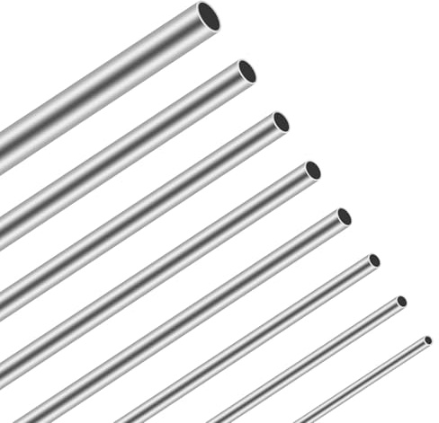 iMeistek 304 Edelstahl-Rundrohr-Set, 0,2 mm Wandstärke, Außendurchmesser 2/3/4/5/6/7/8/10 mm Länge, 300 mm Edelstahlrohr für Heimwerker (8 Stück)