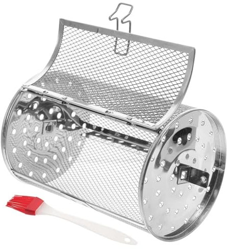Toddmomy 1ensemble Panier à Rôtir Acier Inoxydable Rotatif pour Air Fryer Et Four avec Brosse Accessoire Pratique pour Barbecue Et Cuisson De Légumes Et Noix
