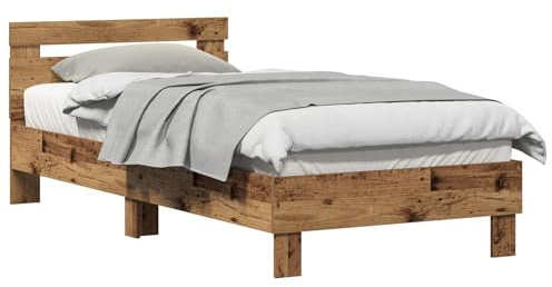vidaXL Bettrahmen Altholz 203 x 95 x 70 cm Holzwerkstoff, Modernes Schlafzimmerbett, rechteckiger Rahmen, langlebiges Holz, minimalistisches Design, perfekt für städtische Räume