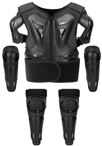 Motocross Reitschutz Set 5 Stück Mit Knieschützern Ellbogenschützern Und Schutzweste Für Radfahren Skifahren Skaten Motorrad Schutzausrüstung 5 Bis 12 Jahre Brustpanzer Racing Für Outdoor Sport