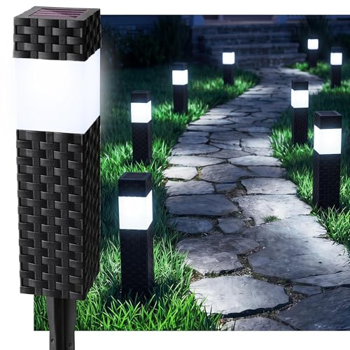 Joomer Luces Solares LED Exterior Jardin 8 Paquete Blanco Frío Cuadrado