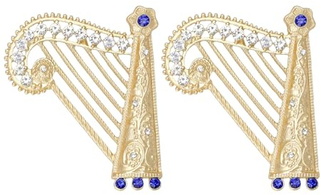 ifundom 2er-Set Musikinstrument-Broschen: Harfen-Strass-Anstecknadeln – 3D-Anstecknadeln für Musiker, Künstler und Musikliebhaber – Statement-Schmuck für Jacken, Schals und Rucksäcke
