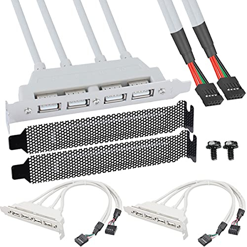 HAAMNING7 Placa base 4 puertos USB 2.0 soporte de panel trasero a doble cable de extensión USB2.0 de 9 pines para placa base 25cm