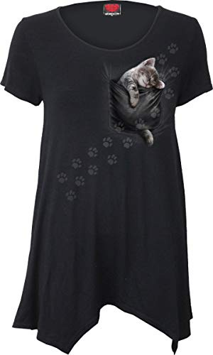Spiral Pocket Kitten Frauen T-Shirt schwarz Gothic, Rockwear