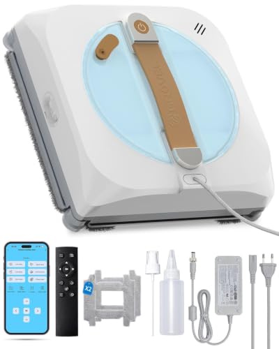 GNOVEL Upgraded Window Cleaning Robot Anti-Fall Safety for Large Windows | 8000Pa Suction,Intelligent Path Planning,6 Nozzles&4 Cleaning Modes,Robotic Window Cleaner for High-Rise Glass,Mirrors&Tiles