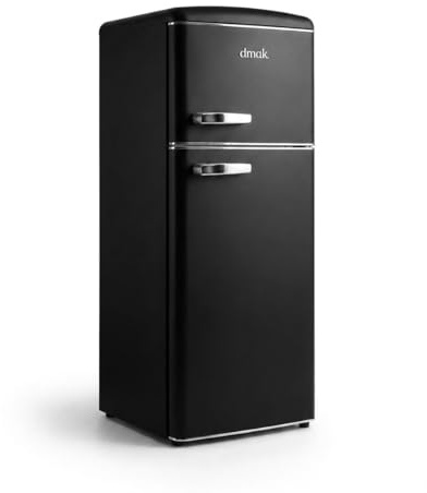 DMDK DKB2 Frigorifero Retrò a Libera Installazione con Scomparto Congelatore, Nero Opaco, 208 L, 146x61,50x55 cm