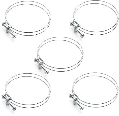 POWERTEC 70101 4 Inch Double Wire Hose Clamp with Bolt, Adjustable Hose Clamps for Dust Collector, Dust Collection Hose and Dryer Vent Hose, Pipe Clamp, Worm Gear Clamp, 5 Pack (Color May Vary)