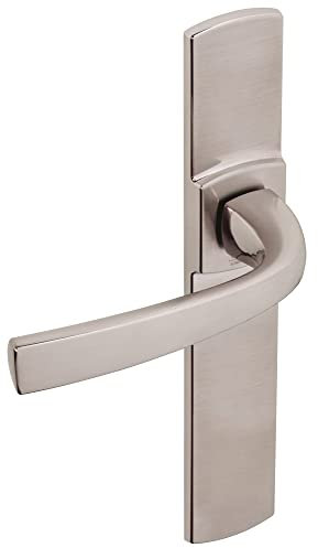 Vachette Set de Poignées de Porte sur Grande Plaque MUZE - Version Clé I, Porte d'Entrée, Bureau, Garage - Entraxe 195 mm - Pose Facile - Zamak Résistant - Finition Diamant Noir - Garantie 10 Ans