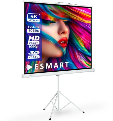 ESMART Economy EXS Stativ-Leinwand [Größenauswahl] 120 x 120 cm (67) | Format 1:1 | Heimkino Beamer Projektionsleinwand Stativ Leinwand LCD LED
