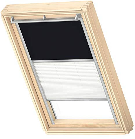 VELUX Original Dachfenster Duo Verdunkelungsrollo für UK08, Schwarz, mit Grauer Führungsschiene