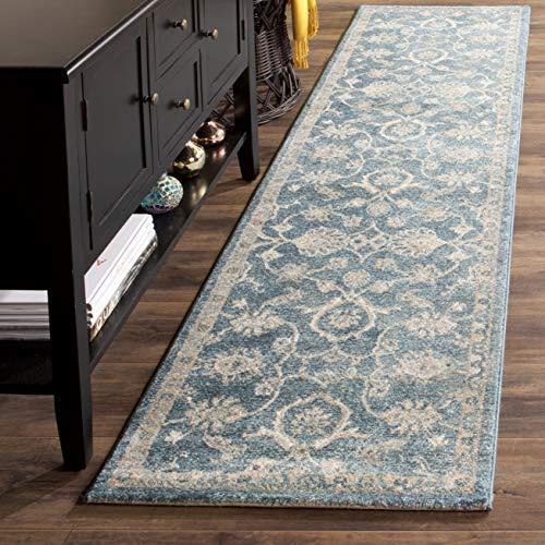 SAFAVIEH Sofia Collection Runner Rug - 2'2 x 8', Blue & Beige, Vintage Oriental Distressed Design, Non-Shedding & Easy Care, Ideal for High Traffic Areas in Living Room, Bedroom (SOF386C)