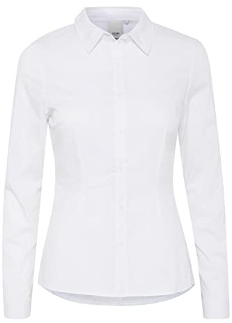 ICHI 102533,Women's Regular Fit Long Sleeve Blouse, White (White 10100), 12 UK (40 EU)