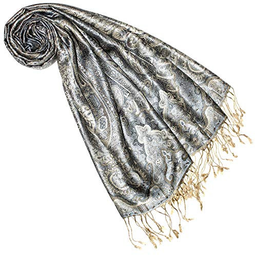 Lorenzo Cana - Echarpe - Imprimé cachemire - Femme 70 x 190 cm Silbergrau-elfenbein