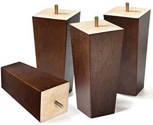 AORYVIC 15cm Möbelfüße aus Holz Sockelfüß Sofabeine, 4 Stück Holz Sofafüße Konisch Ersatz Möbelbeine mit Montageplatten & Schrauben für Sofa, Schrank