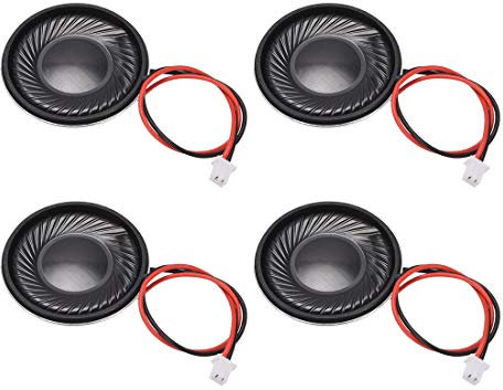 sourcing map 1W 8 Ohm DIY Magnetic Speaker 28mm Round Shape Replacement Loudspeaker with PH2.0/1.25mm-2P Terminal Line for Electronic 4pcs