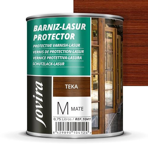 JOVIRA PINTURAS. Lasur Protector Mate. Protege, decora y embellece todo tipo de madera (750 Mililitros, Teka) G-11