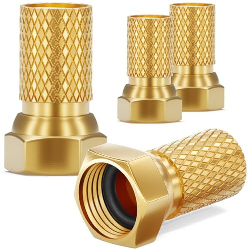HB-DIGITAL 4x Koaxialkabel F-stecker Sat Kabel Schraubbar für Fernsehkabel Antennenkabel Satelliten Kabel 7,2mm mit Gummidichtung - Vergoldet