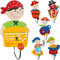 alles-meine.de GmbH 6 TLG. Set Garderobenhaken - Piraten & Seefahrer - aus Holz & Metall - Wandhaken/Kindergarderobe - einzeln mit 1 Kleiderhaken - Kind Wandgarderobe - für I..