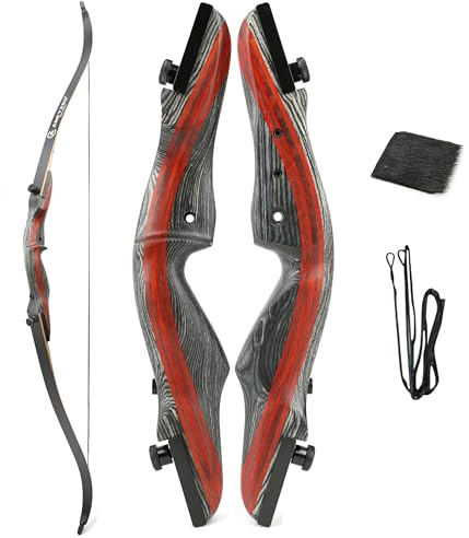62 Zoll Takedown Recurve Bogen und Pfeil Set Bogenschießen Jagdbogen für Jugendliche und Erwachsene 20-50lbs Traditionell Holzbogen Longbogen mit