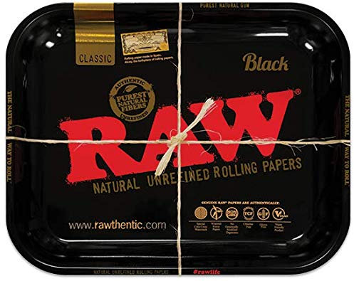 RAW 18753 Medium Black Metal Rolling Tray-27,5 x 34,0 cm, Aluminium