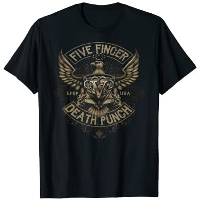 Five Finger Death Punch - USA Eagle T-Shirt, Schwarz, Unisex, Klassische Passform, Halbarm, T-Shirt, S