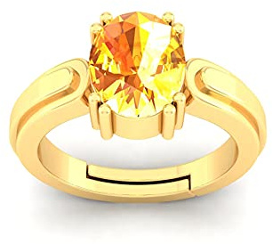Akshita gems 4,25 Ratti 3,00 Karat zertifizierter unbeheizter unbehandelter AAA++ Qualität natürlicher gelber Saphir Pukhraj Edelstein Ring Gold für Damen und Herren, free size, Lose Edelsteine,