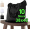 Baumwolltasche 38x42 cm unbedruckt, 10 Stück - Zwei KURZE Henkel OEKO-TEX® zertifiziert Stofftasche, Tragetasche, Baumwollbeutel, Einkaufstasche, Jutebeutel, Stoffbeutel Einkaufsbeutel bemalen Schwarz
