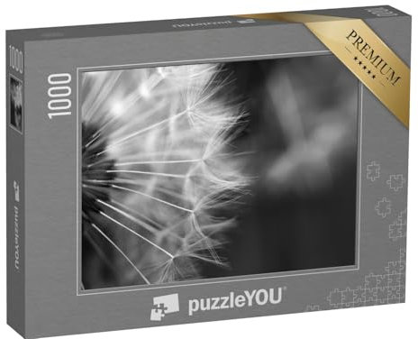 puzzleYOU: Puzzle 1000 Teile „Makrofotografie Einer Pusteblume, schwarz-weiß“ – aus der Puzzle-Kollektion Fotokunst